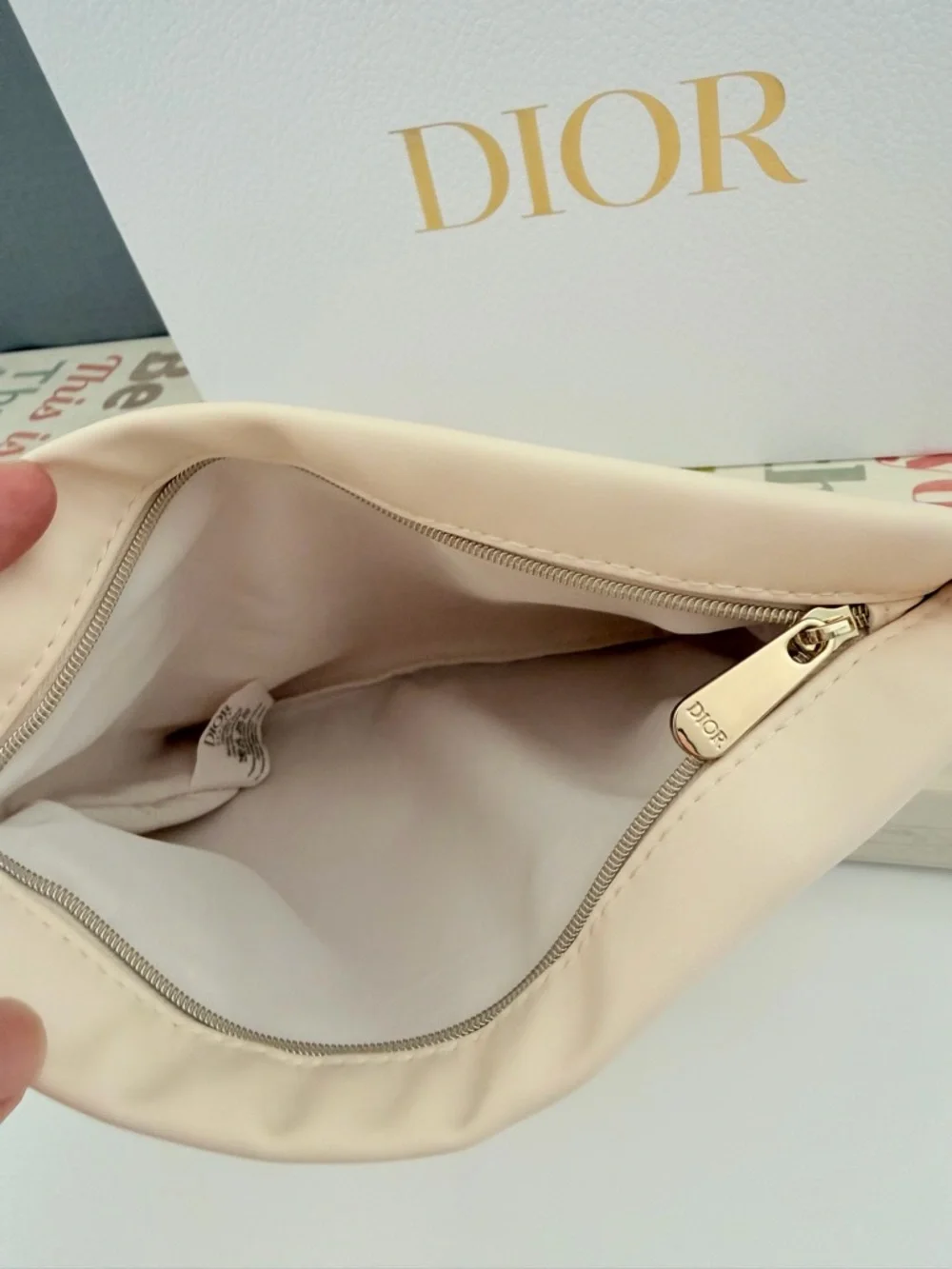 Dior Gift Box with Cream Makeup Bag  Safari Notebook Small Pouch Samples GWP